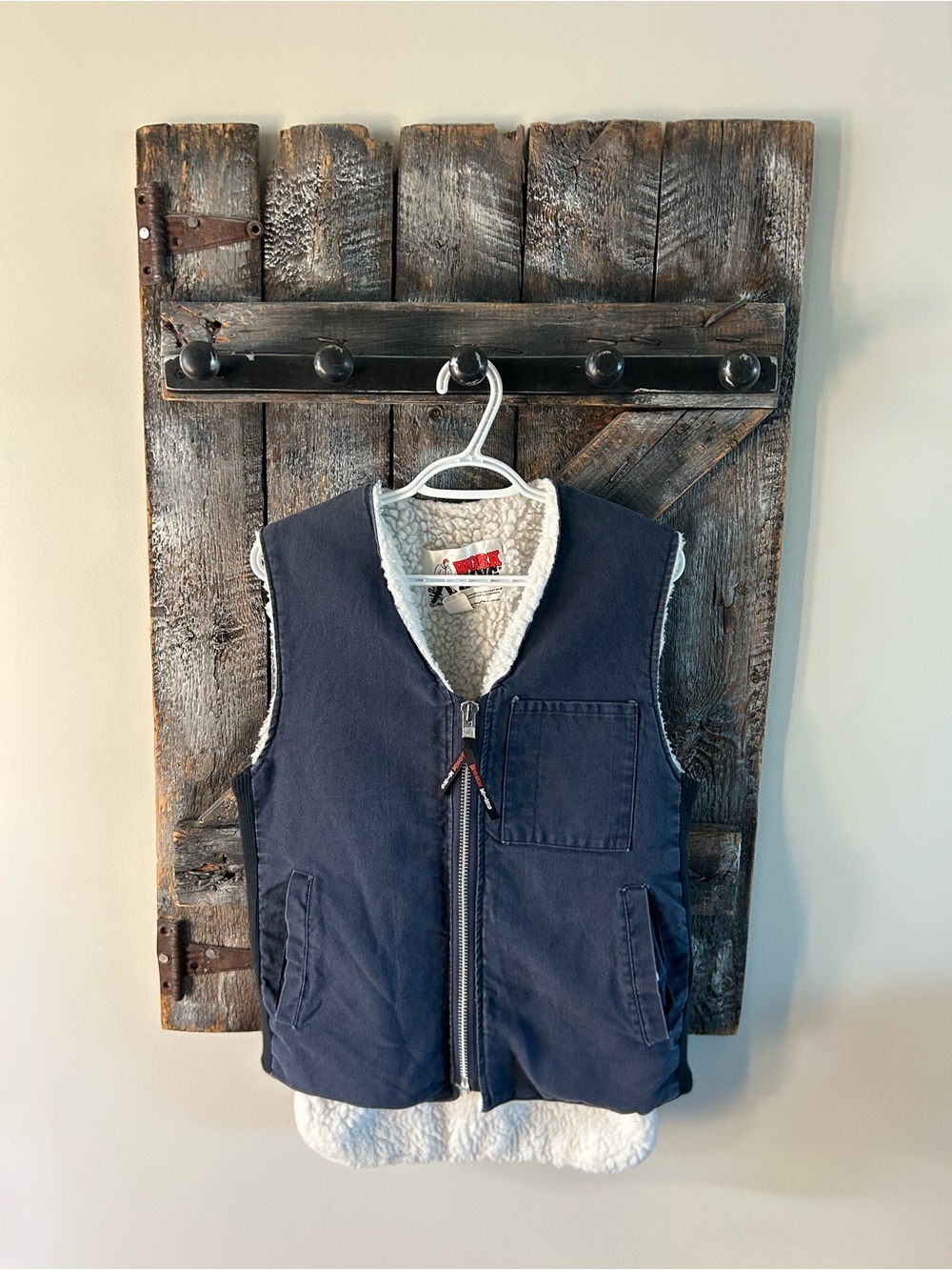 Men's Vintage Work King Navy Sherpa-Lined Vest